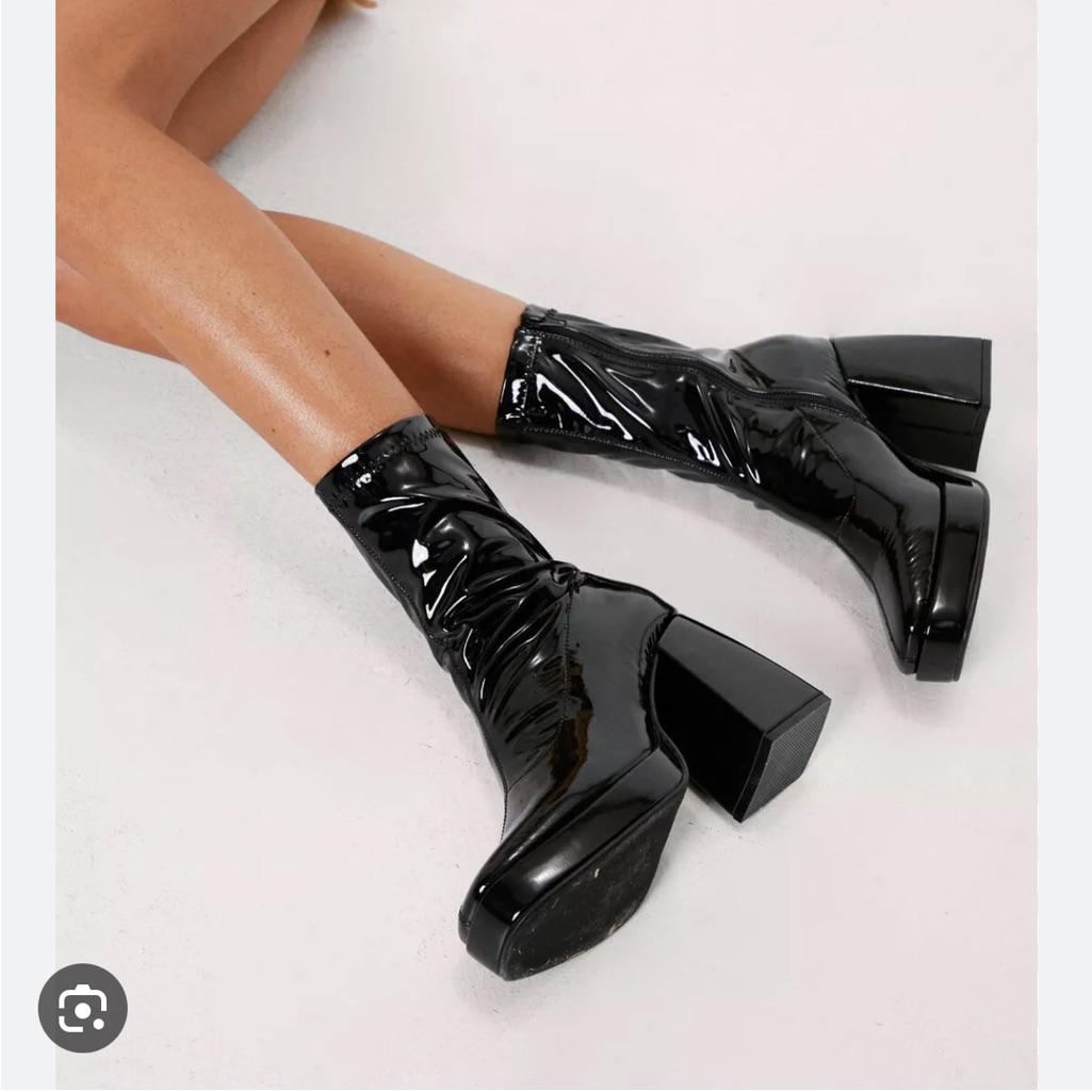 Nasty Gal Stretch Patent Platform Sock Boots - Size 5
